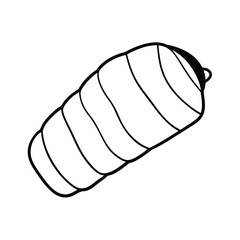 Sleeping bag line art vector illustration for camping and outdoor activities equipment simple design