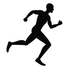 Black vector silhouettes of running men and women illustrate the sport of fitness. Running men vector set of isolated silhouettes.