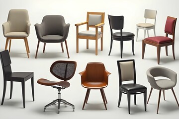Collection of chairs. Set of furniture. Interior design