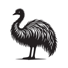 Emu Silhouette - Emu minimal vector - Emu Black and White design - Emu Illustration.