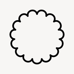 Scalloped circular black outline vector