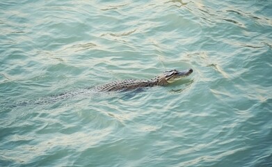Obraz premium Crocodylus porosus, the Saltwater crocodile, is depicted in a close-up view showcasing its teeth, with the photograph taken in the Hunter River within Australia's Kimberley region