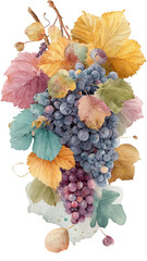 vibrant display of grapes and autumn leaves captures essence of fall equinox festival beauty
