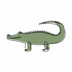 Fototapeta premium line art alligator with color 2