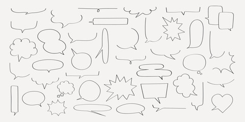 Collection of speech bubbles in various shapes. Speech bubbles for comics, conversations, and dialogue. Ideal for speech and dialogue design projects. Message illustration vector.