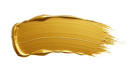 A golden paint stroke with visible brush marks on a black background creating an abstract design