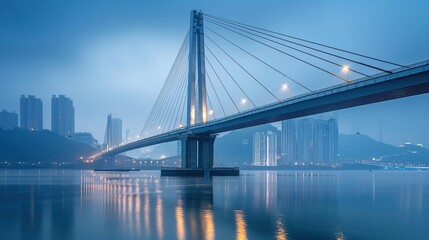 Fototapeta premium A bridge spans the river in the city