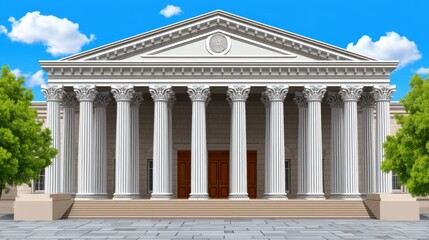 Obraz premium Classical Building with Columns and Pediment