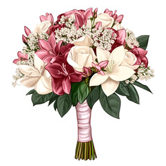 White Rose Bouquet Watercolor Clip Art – Elegant Floral Illustration on White Background | AI-Generated Vector. 
white flower clip art, floral graphic design, hand-painted bouquet, botanical clipart,
