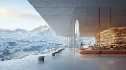 Modern mountaintop bar with panoramic views