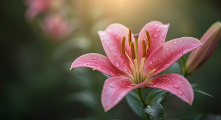 Pink Lily Flower Close Up