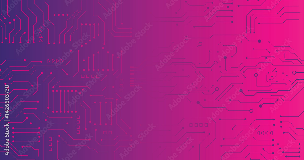 Poster futuristic network circuit with connection path lines network in blue background banner template