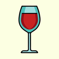 Illustration of a refreshing glass of red wine with light blue rim