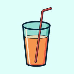 Refreshing Orange Juice in a Tall Glass with a Red Straw A Perfect Summer Drink