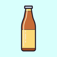 A Brown Glass Bottle with a Yellow Label Illustration Graphic Design