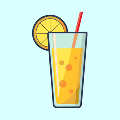 Refreshing Glass of Orange Juice with a Straw and Orange Slice Garnish A Perfect Summer Beverage