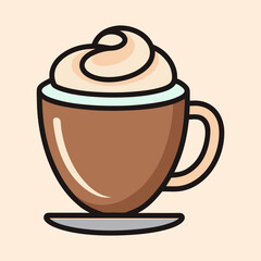 Delicious Creamy Coffee Drink in a Mug with Whipped Cream Topping