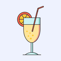 Refreshing Orange Juice Cocktail in a Glass with Straw and Orange Slice Garnish Summer Drink Beverage