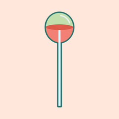 A Delicious Twotoned Lollipop on a Stick Sweet Candy Treat Illustration