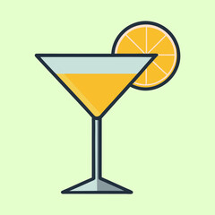 Refreshing Orange Cocktail in a Martini Glass Summer Drink Recipe Illustration