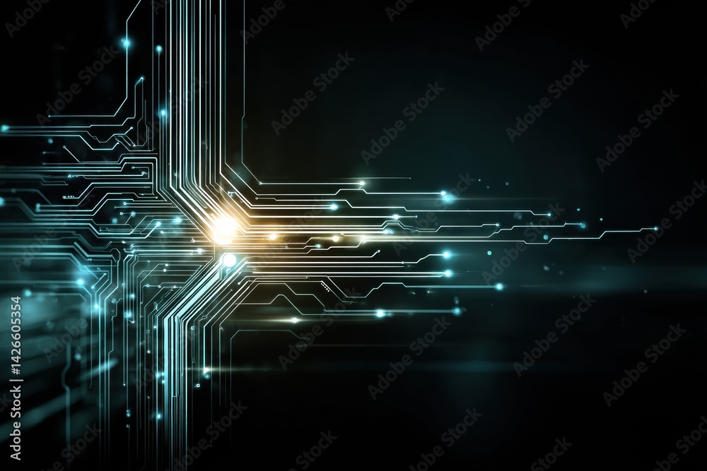 Poster Glowing Circuit Lines Forming a Symbolic Petrol Design in a Modern Energy Technology Context