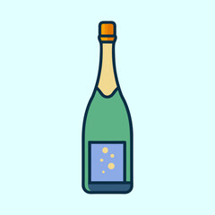 Simple Illustration of a Champagne Bottle Ready for Celebration and Special Occasion