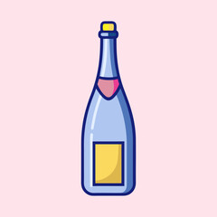 Minimalist illustration of a champagne bottle on a light pink background