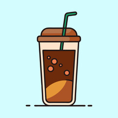 Refreshing Iced Coffee in Disposable Cup with Straw a Delicious Summer Drink