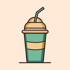 Refreshing Iced Coffee Drink in a Disposable Cup with Straw Summer Beverage
