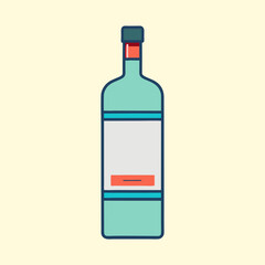 A minimalist depiction of a spirit bottle with clean lines and colors