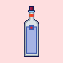 Stylized Generic Liquor Bottle with Clean Lines on a Pink Background