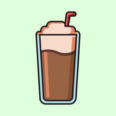 Refreshing Iced Coffee Drink with Whipped Cream and Straw A Delicious Summer Beverage
