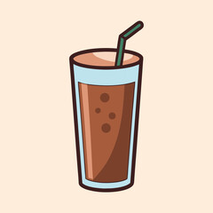 Refreshing Iced Coffee Drink in a Tall Glass with a Straw