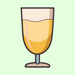 A Glass of Refreshing Yellow Beverage Sparkling Drink in a Tulip Shaped Glassware