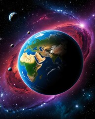 Fototapeta premium Earth in Space A Cosmic Perspective of Our Planet and Celestial Neighbors