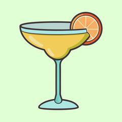 A Refreshing Yellow Cocktail with Orange Garnish in a Classic Margarita Glass