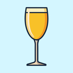 Illustration of a wine glass filled with a golden drink and background