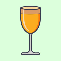 Cartoon Illustration of a Tulip Style Glass Filled with an Amber Beverage