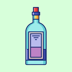 A Colorful Illustration of a Glass Bottle with a Purple Liquid and a Label