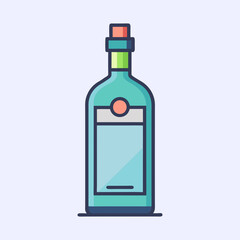 A Teal Glass Bottle with Cork Top and Blank Label Illustration Design