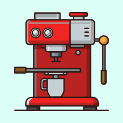 A Classic Red Espresso Machine Brewing Delicious Coffee