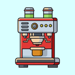 Modern Red Espresso Machine with Double Portafilter and Water Reservoirs for Coffee Brewing