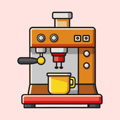 A Colorful Illustration of an Espresso Machine Making Coffee