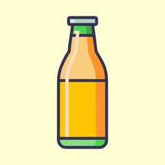 A bottle of yellow liquid with a green cap illustration graphic design