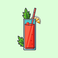 Refreshing Red Summer Cocktail with Mint and Lemon Garnish in Tall Glass