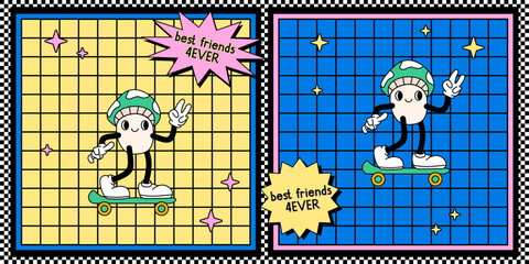 mushroom fly agaric skateboard Illustration Design Cartoon Mascot 80s 90s Y2k nostalgic Retro