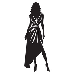 Elegant Shirt Dress silhouette, flattering and functional – Shirt Dress illustration – Minimalist Shirt Dress vector – Ladies dress silhouette

