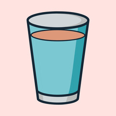 Stylized Illustration of a Refreshing Drink in a Clean Glass with Background