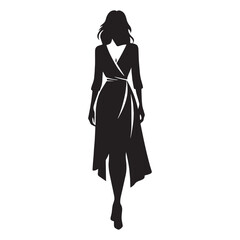 Effortless Shirt Dress silhouette, perfect for any occasion – Shirt Dress illustration – Minimalist Shirt Dress vector – Ladies dress silhouette

