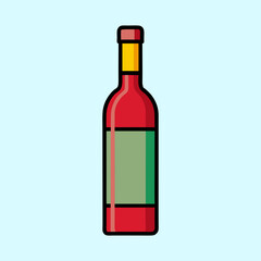 Vector Illustration of a Stylized Red Wine Bottle with Flat Design